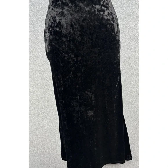 H&M Black Velour Rhinestone Strap Midi Dress Open Back Formal‎ Cocktail M - Picture 9 of 14